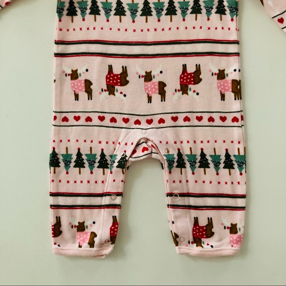Baby Girl Holiday Pink Romper Jumpsuit Christmas - Picture 3 of 7